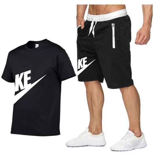 Summer Sets Men's T-shirt + Shorts Suit Brand Short Sleeve Set Printed Cotton Tshirts Jogging Sweatpants Male Sportswear 2024 - Hiron Store