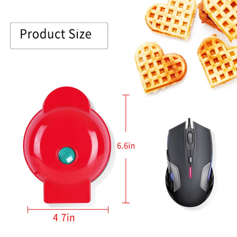 Mini Electric Waffles Maker Bubble Egg Cake Oven Breakfast Love Heart Shaped Waffle Maker Cooking Appliance 220V EU Plug - Hiron Store