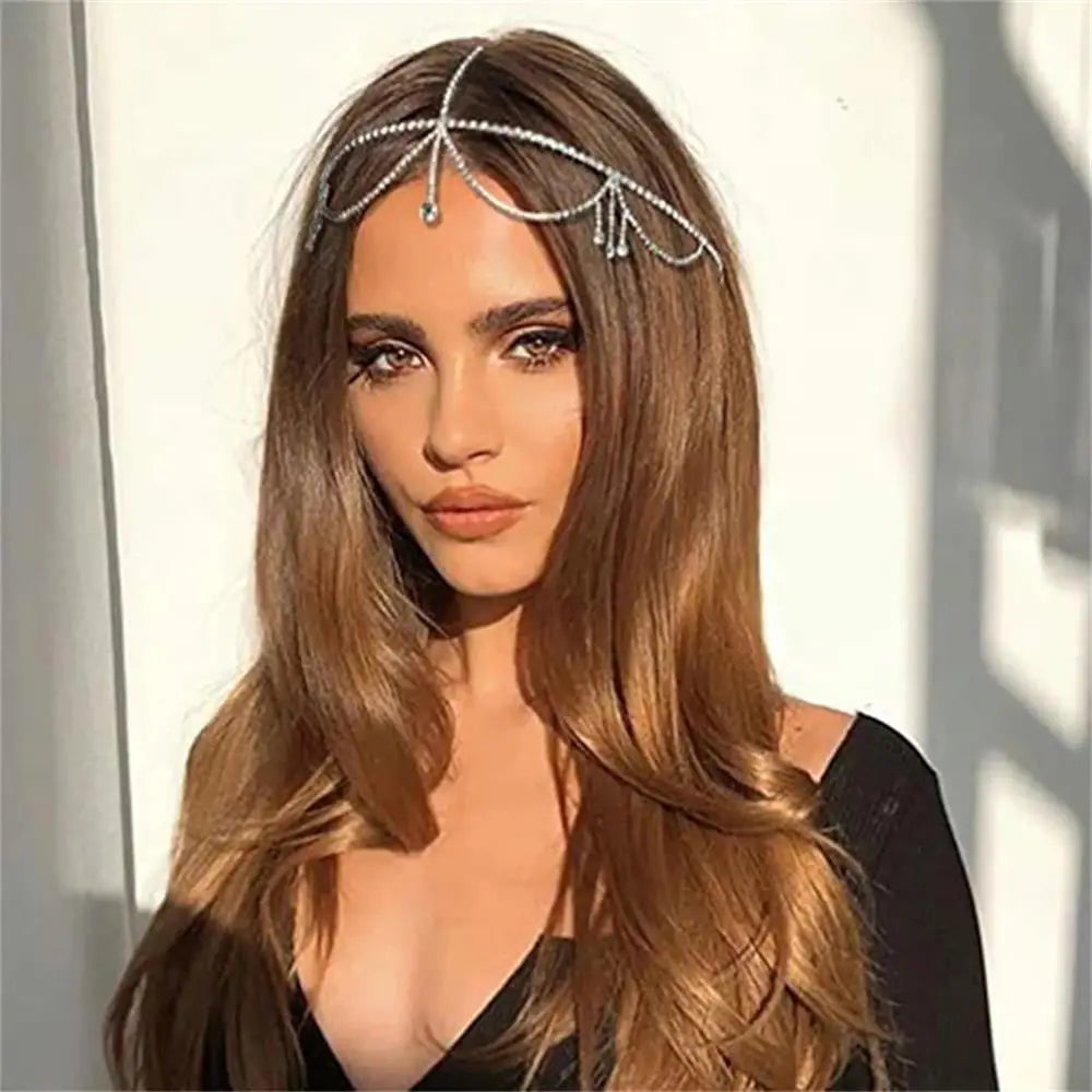 Hair Chain Band Crystal Headpiece Bridal Forehead Jewellery Tiara mang tikka