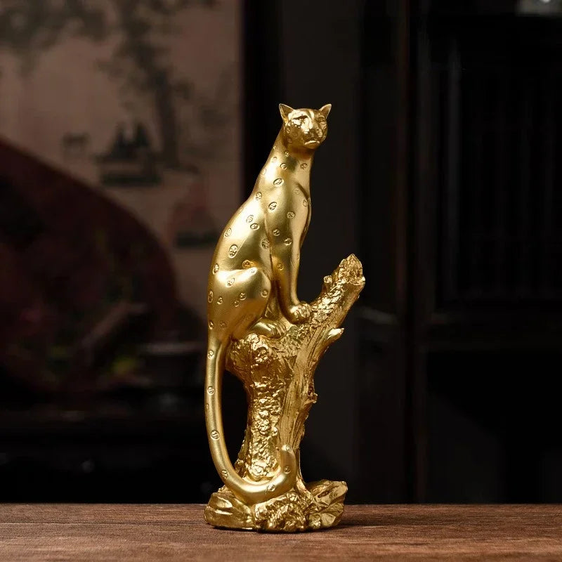 Resin Golden Leopard Statue, Office Sculpture Ornaments, Home Decoration, Birthday Gift