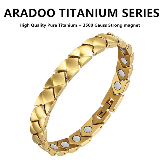 Pure Titanium Bracelet 3500 Gauss Strong Magnetic Therapy Elegant Link Bracelets