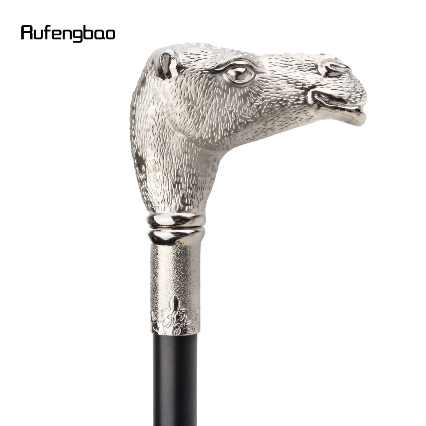 Silver Camel Head Walking Cane Fashion Walking Stick Gentleman Luxury Crosier Walking Stick 93cm