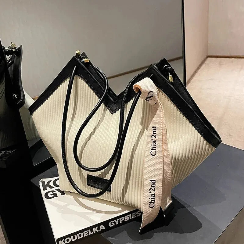 Korean Style Big Bag 2024 Autumn and Winter New Women's Bag Casual All-match Canvas Bag Commuter Shoulder Bag Student Tote Bag - Hiron Store