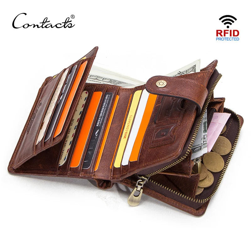 Genuine Leather Wallets for Men RFID Coin Purse Card Holder Money Clip Women‘s Wallet Bag