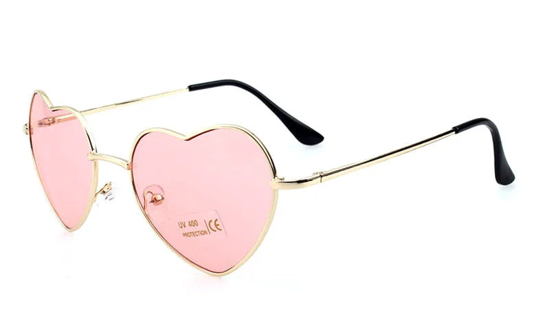 Ladies Heart Shaped Sunglasses Metal Women Designer Fashion Rimless LOVE Lenses Sun Glasses