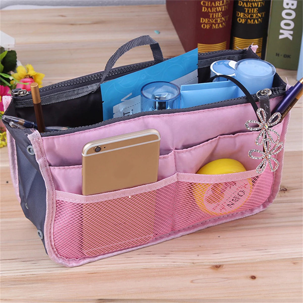 Organizer Insert Bag Women Nylon Travel Insert Organizer Handbag Purse Large liner Lady Makeup Cosmetic Bag Cheap Female Tote - Hiron Store