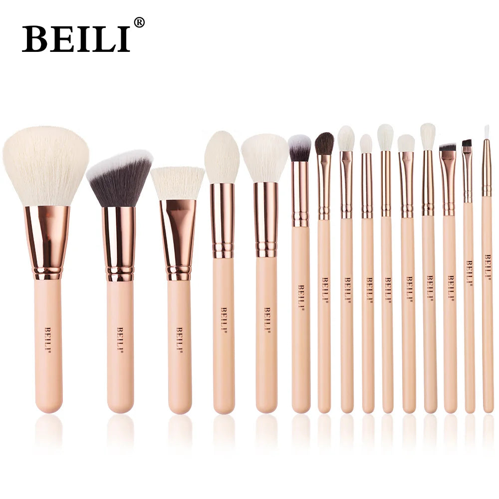 BEILI Pink Makeup Brushes High Quality Powder Foundation Blush Eyeshadow Make Up Brush Set