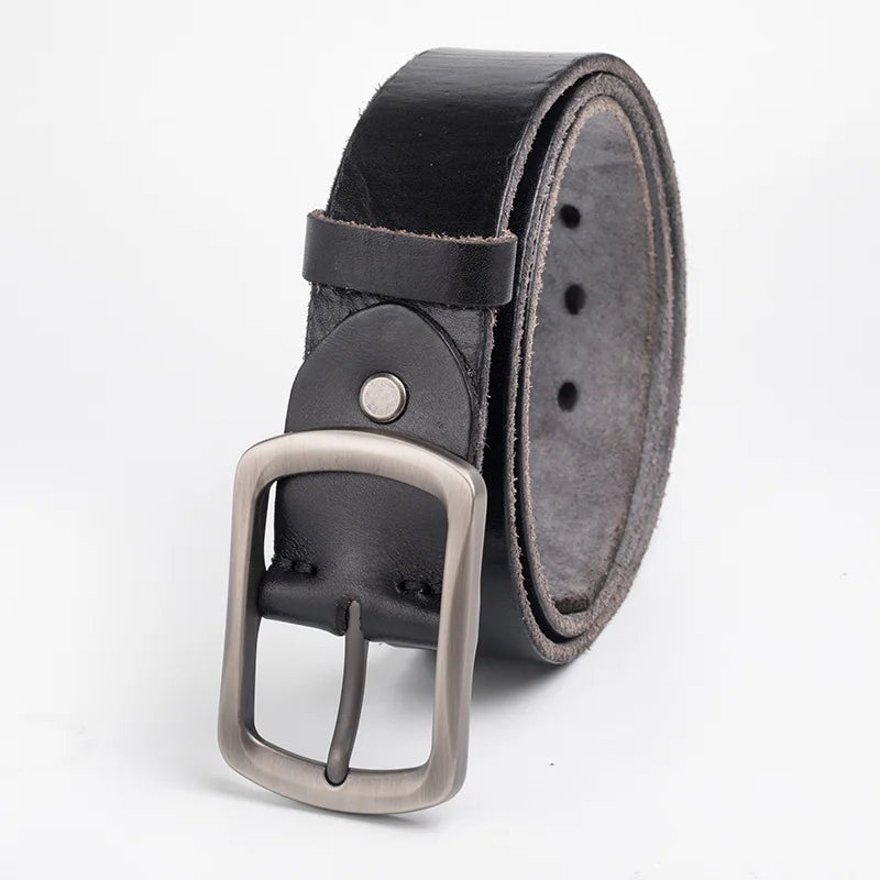 Men's Genuine Leather Belt Alloy Buckle Retro design High-quality Brand Belt cowhide production