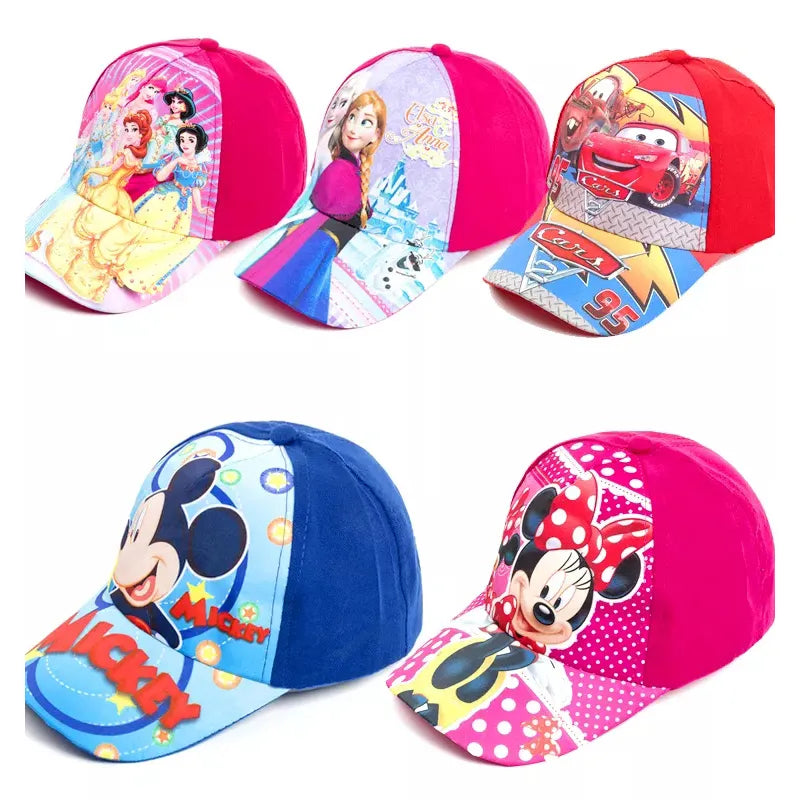 Children 95 Cars Anna Elsa Mickey Minnie Dog Cartoon Baseball Cap Kids Princess Hats