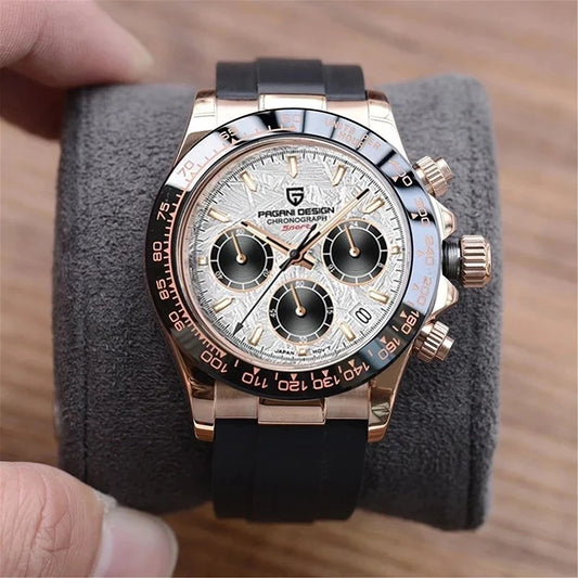 40mm New V2 PAGANI DESIGN Men's Quartz Watches Sapphire Retro Chronograph Stainless Steel Waterproof Watch