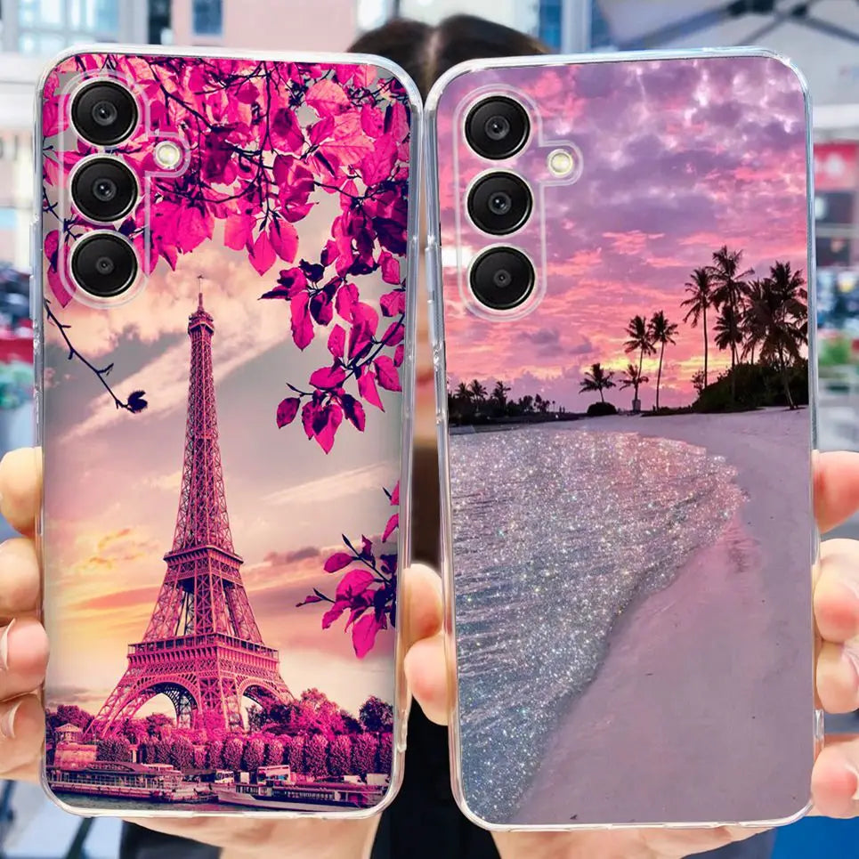 For Samsung Galaxy A25 5G 2023 Case Samsung A15 5G A35 A555G Transparent Soft TPU Etui With Fashion Pattern Galaxy A15 4G Cover - Hiron Store