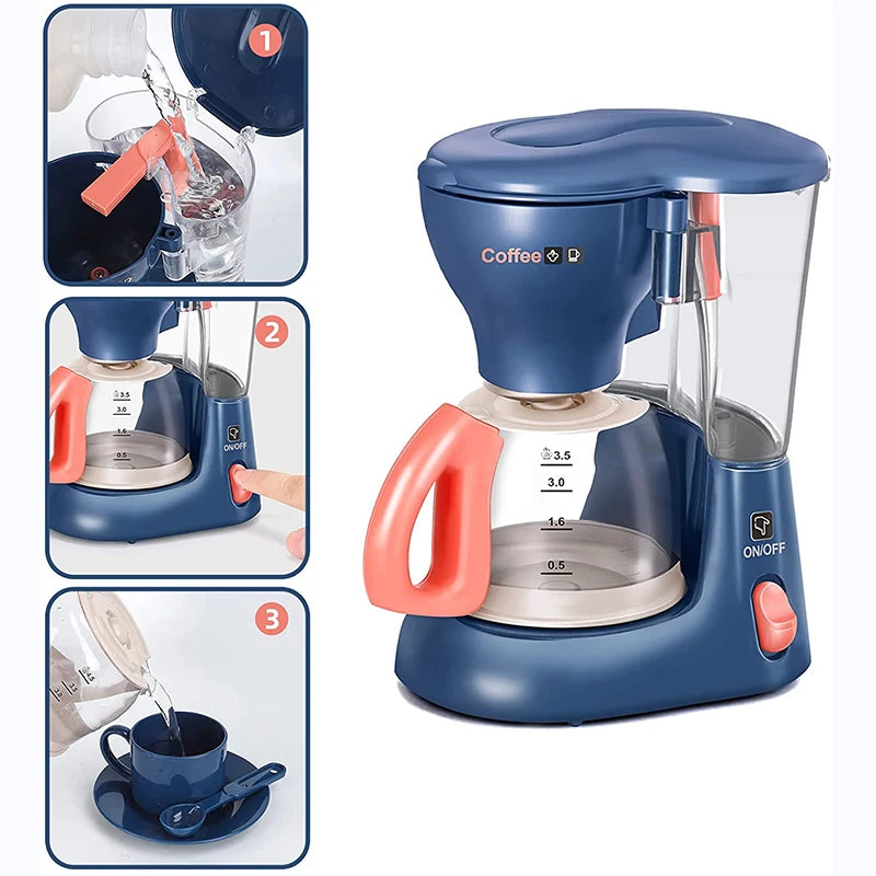 Mini Household Appliances Kitchen Toys, Pretend Play Set with Coffee Maker Blender Mixer and Toaster for Kids Boys Girls Gifts - Hiron Store