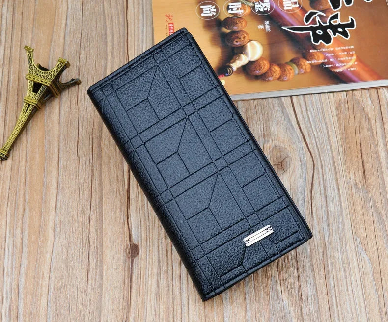 Men's Wallets Long Money Clip Fashion Embossed Vertical Open Suit Bag Plus Soft Wallet