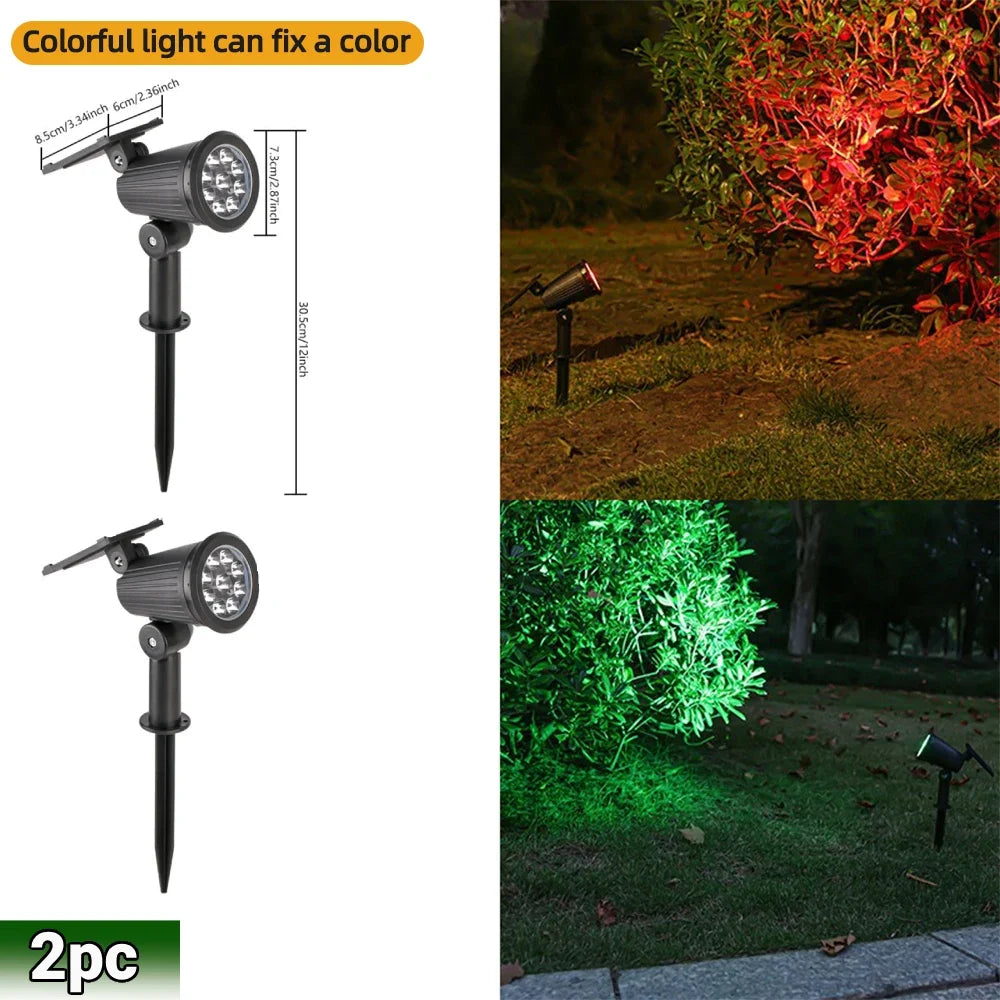 9 LED Solar Spotlights IP65 Waterproof Outdoor RGB Landscape Lighting Adjustable Brightness for Garden Yard