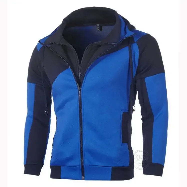 Men's Double Zipper Shirt Jacket Hooded Sweatshirt Sports Top Fashion Jacket