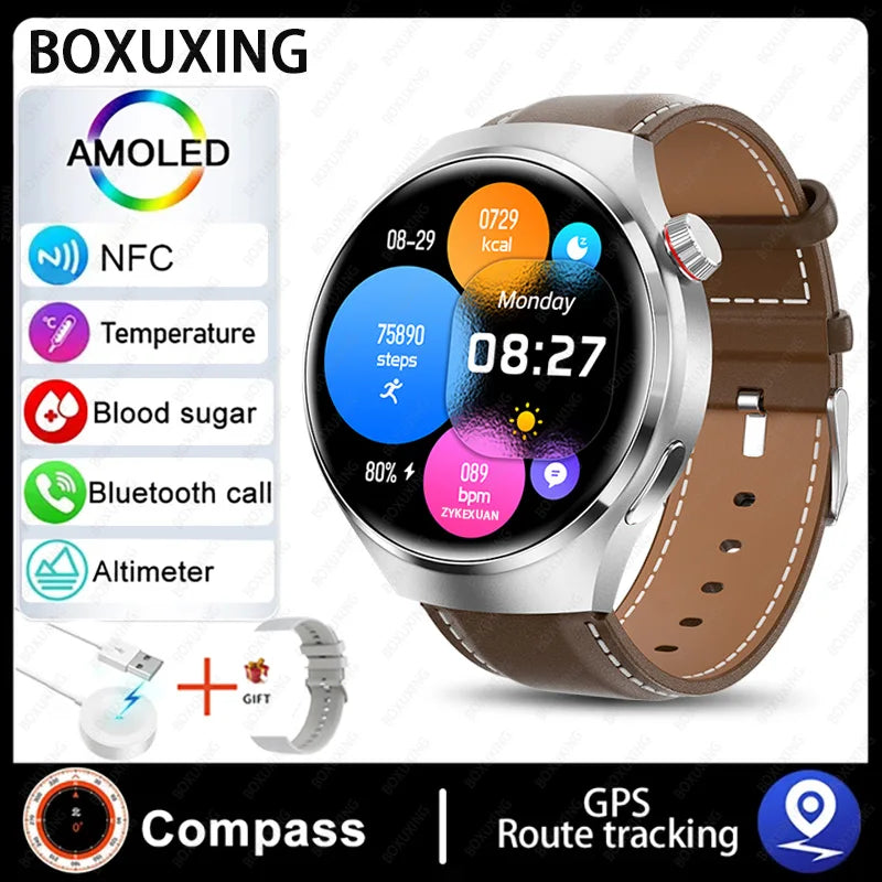 2024 New GPS Smart Watch Men GT4 Pro 360*360 HD Screen Heart rate IP68 Waterproof Blood Sugar Smartwatch BT Call NFC Watch 4 Pro - Hiron Store