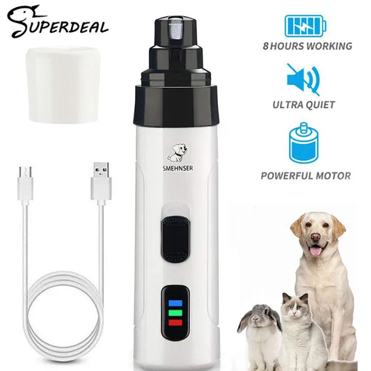 Painless USB Charging Dog Nail Grinders Rechargeable Pet Nail Clippers Quiet Electric Dog Cat Paws Nail Grooming Trimmer Tools - Hiron Store