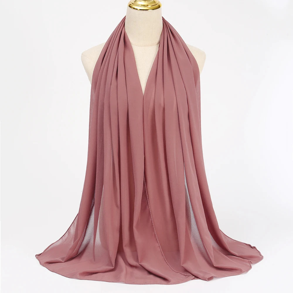 Muslim Chiffon hijab Scarf Long Solid Color Head Wrap Women's Hijabs & Scarves Jersey Hijab Veil