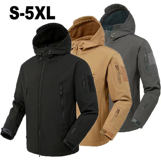 Men's Winter SoftShell  Waterproof Jackets Male Hood Coat Pants Trousers