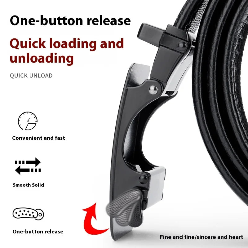 High Quality Genuine Leather Belt, For Men's Luxury Automatic Metal Alloy Buckle Men's Waist Belt