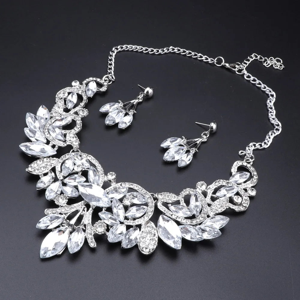 Crystal Bridal Jewelry Sets Costume Accessories Wedding Necklace Earrings Set