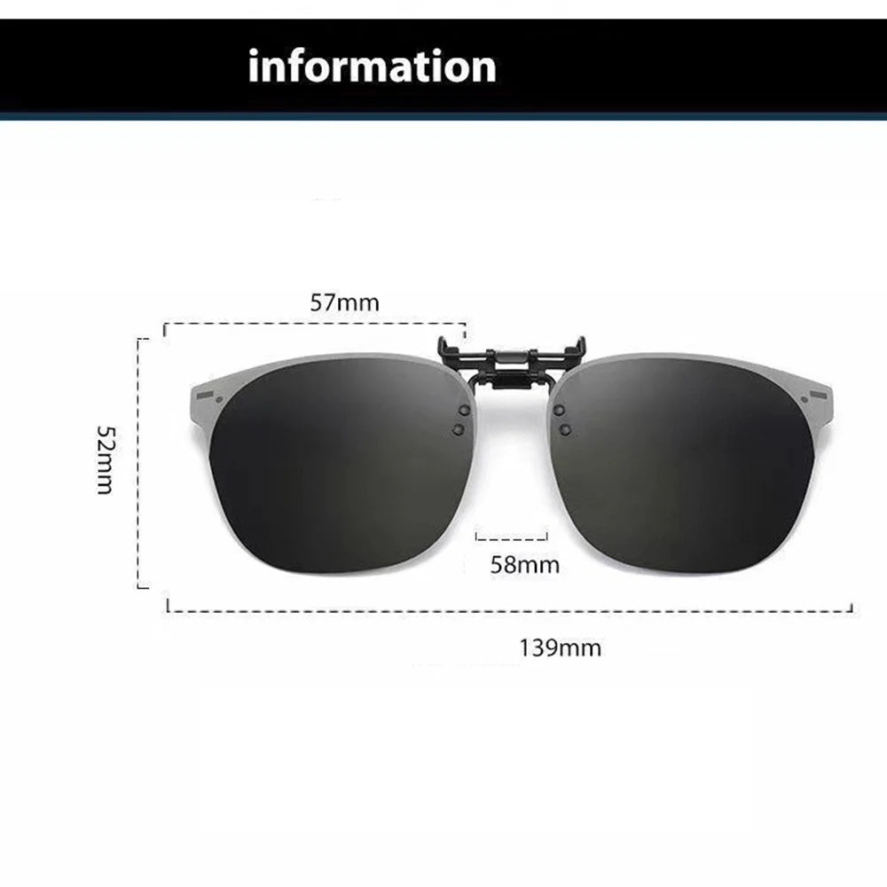 Men Clip On Sunglasses Polarized Flip up Glasses Women Gradient Photochromic Anti Sunglasses Night Vison Goggles