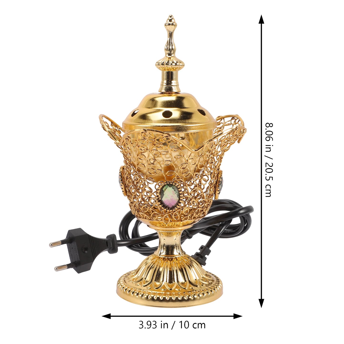 Metal Indoor Burner Middle East Church Electric Censer Metal Burner Vintage Sandalwood Burner (EU Plug)