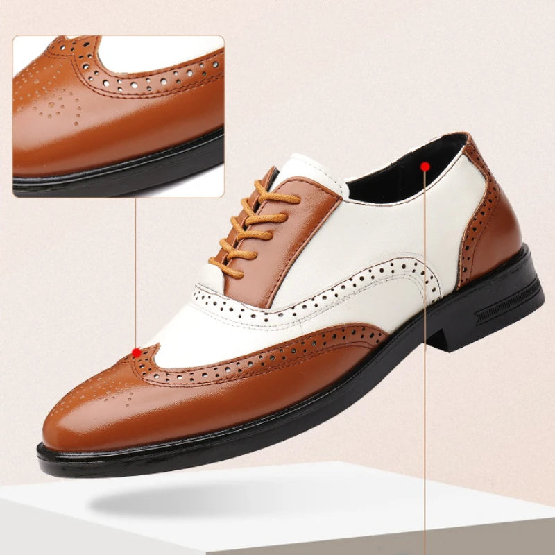 Luxury Men Brogue Shoes High Quality Lace-Up Dress Shoes for Men All Match Oxford Shoe