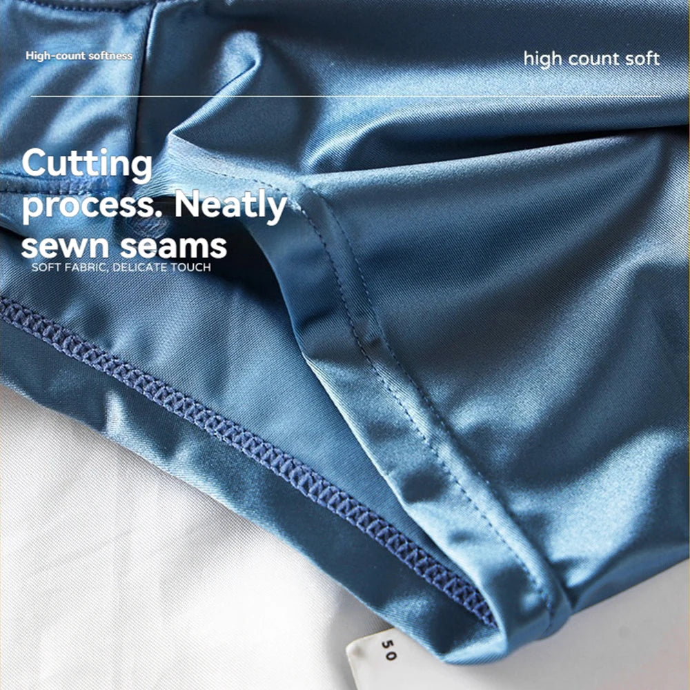 3PCS/Pack Luxury Ice Silk  Boxers  Smooth Cool Solid Men's Underpants Breathable Mesh  Underwear