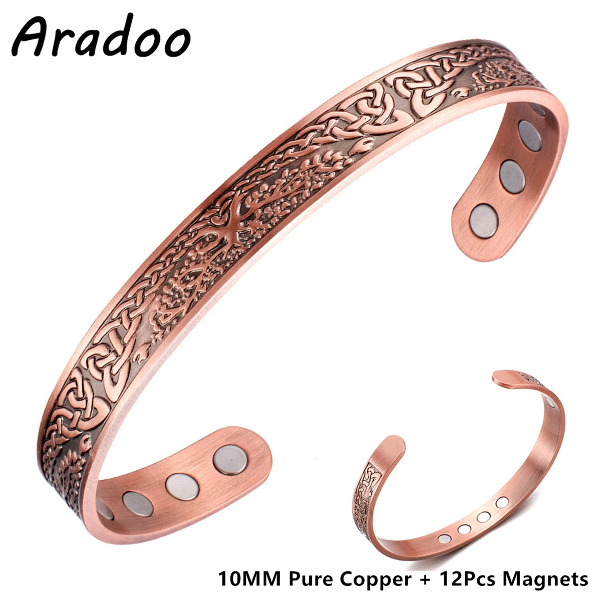 Copper Magnetic Bracelets for Men Women with Neodymium Magnets Tree of Life Pure Copper Cuff Bangle Jewellery Gift