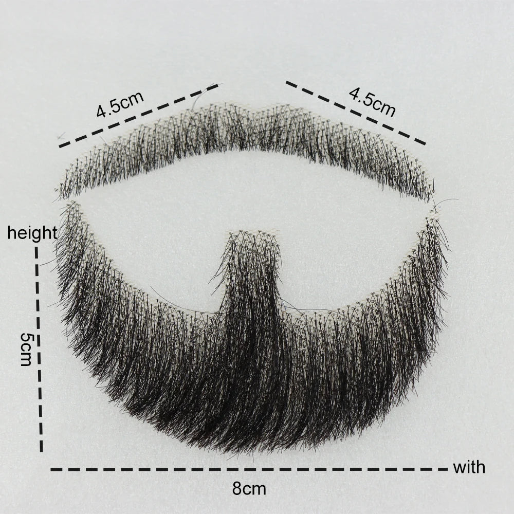 Black Fake Face Beard Mustache For Men Natural Human Hair Invisible Swiss Lace Brown Straight Thick Facial False Beard Makeup