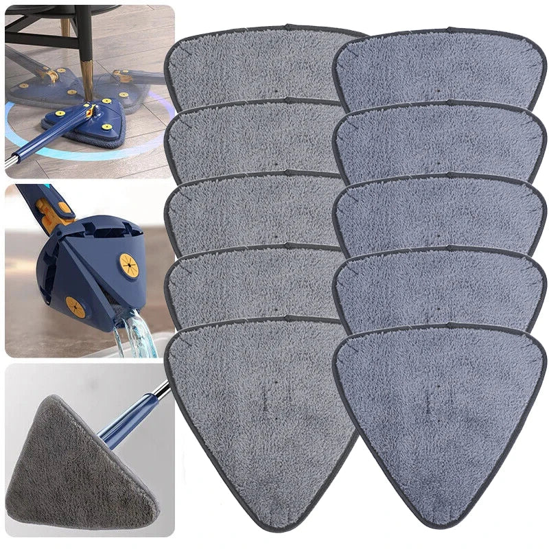 1/10pcs Triangle Microfiber Mop Pads Large Glass Sweeping Cleaning Cloth Dust Mops Replacement Head Pads Clean Tool