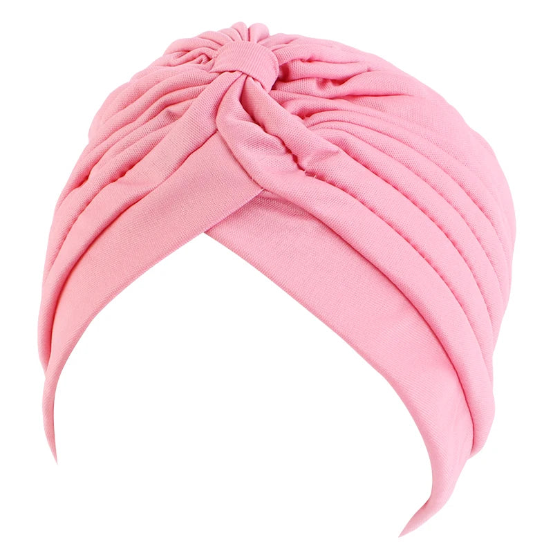New Flower Decoration Turban, Solid Color Women's Head Wrap, Fashion Headwear, Bandana Cap