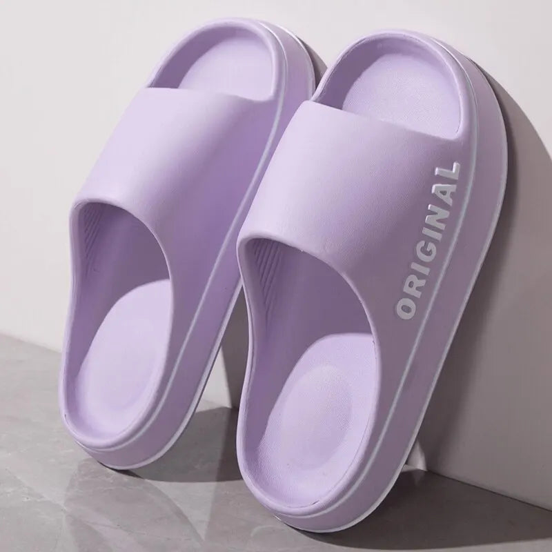 Women Slippers Beach Solid Color Mens Thick Sole Indoor Bathroom Anti Slip Shoes Summer Couple Sandals