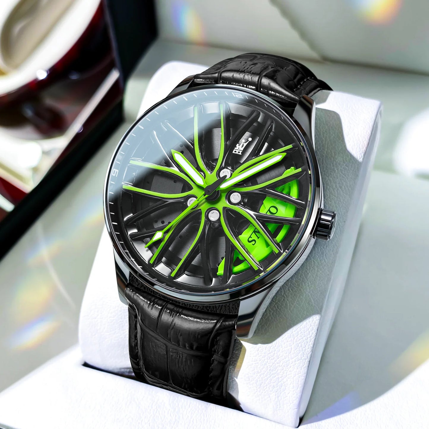 OLEVS Wheel Men's Luxury Watch Waterproof Rotary Sport Car Rim Man Watch's