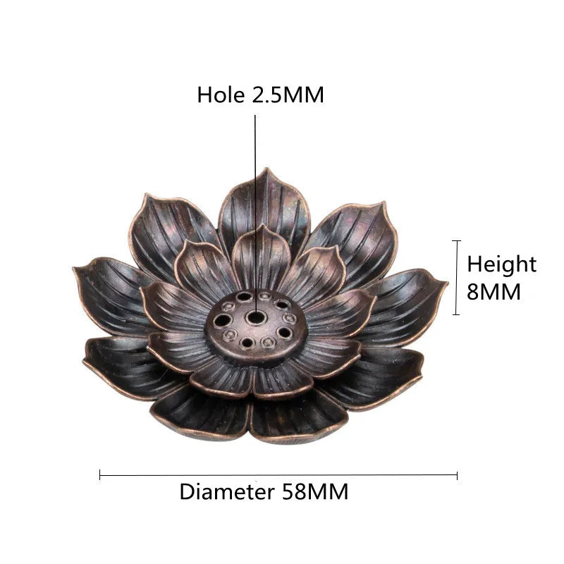 Alloy Incense Burner Stick Holder Buddhism Lotus Line Incense plate Sandalwood Coil Base Temples Yoga Studios Home Decoration - Hiron Store