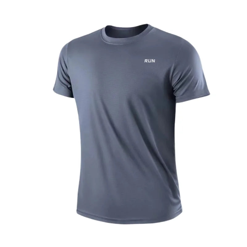 Men's Quick Dry Short Sleeve Gym Running Moisture Wicking Round Neck T-Shirt Training Exercise Gym Sport Shirt Tops Lightweight - Hiron Store