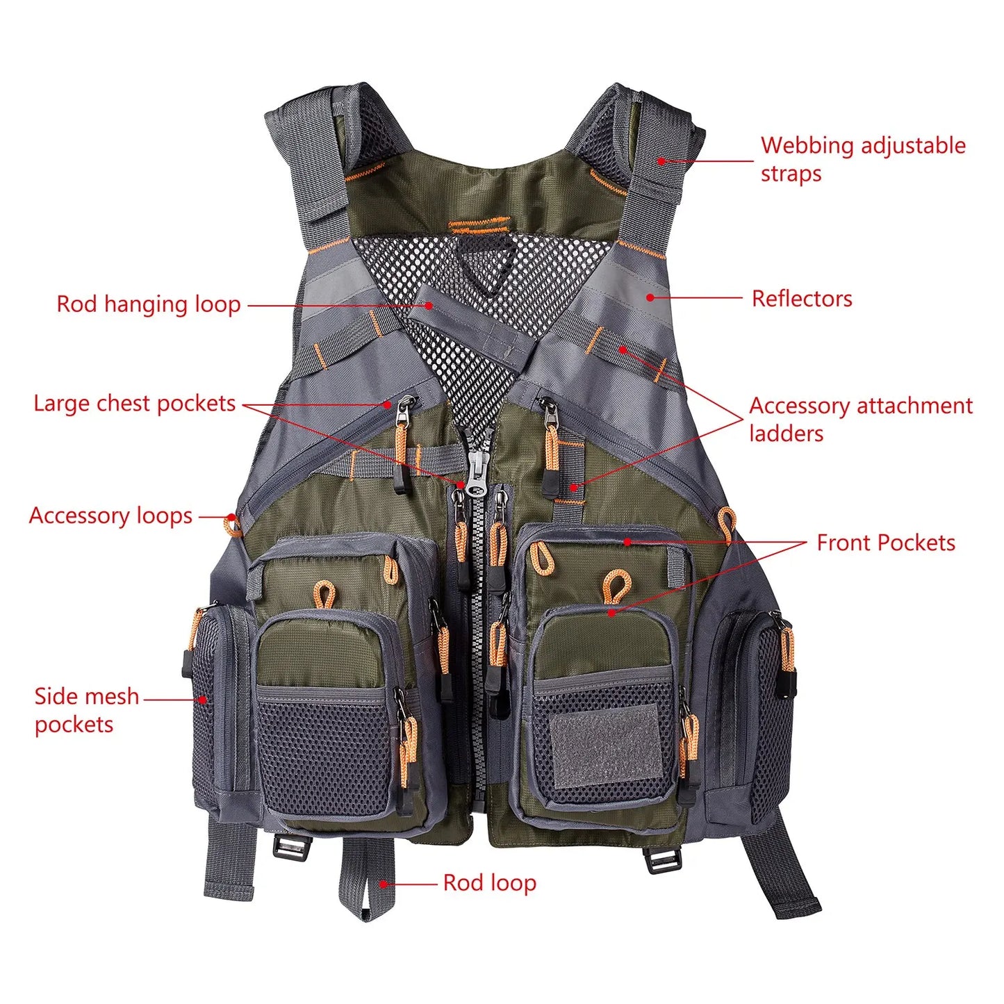 Breathable Fishing Vest Outdoor Sports Fly Swimming Adjustable Vest Fishing Tackle