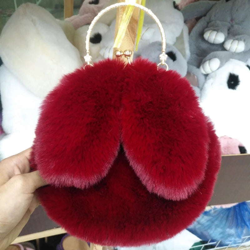 Cute Plush Rabbit Crossbody Bags for Women Korean Version Cute Purses and Handbags Girls New Rabbit Ear Shoulder Messenger Bag - Hiron Store