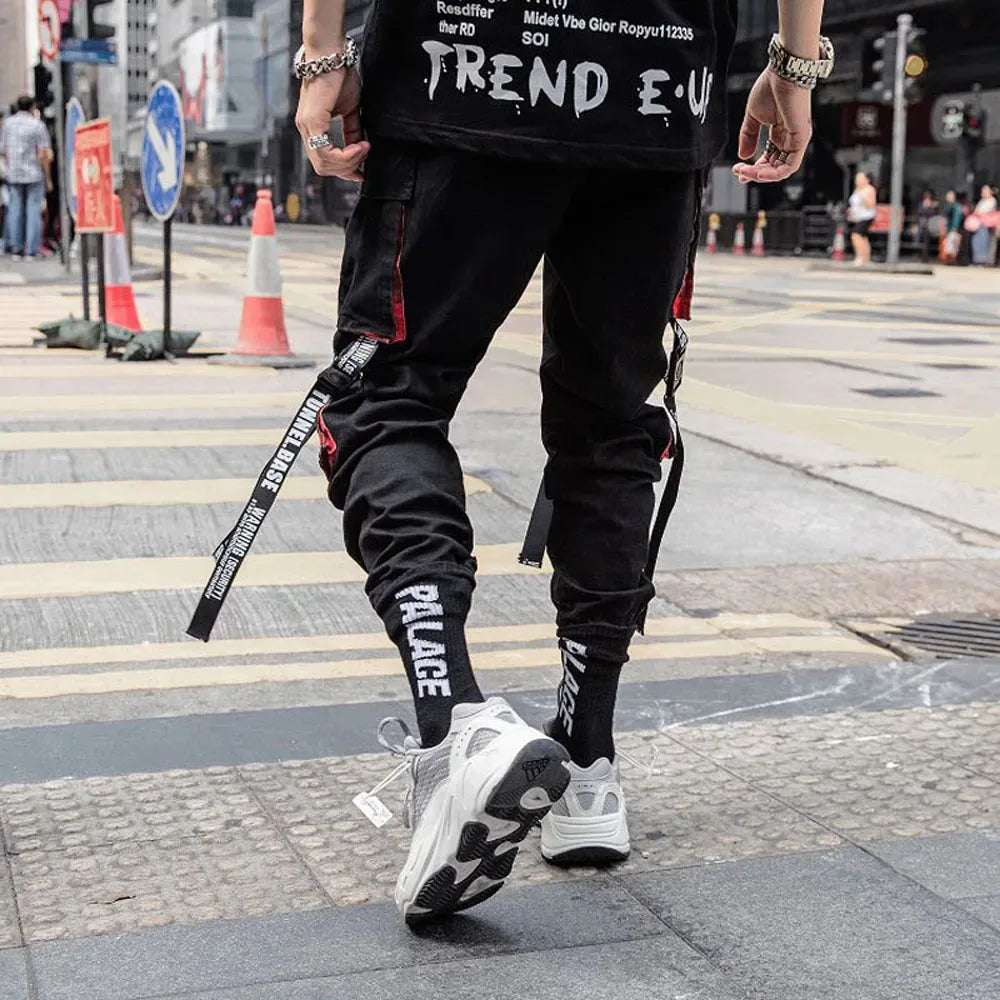 Men Joggers Cargo Pants Multi-pocket Elastic Waist Harem Pants Streetwear Pant Techwear