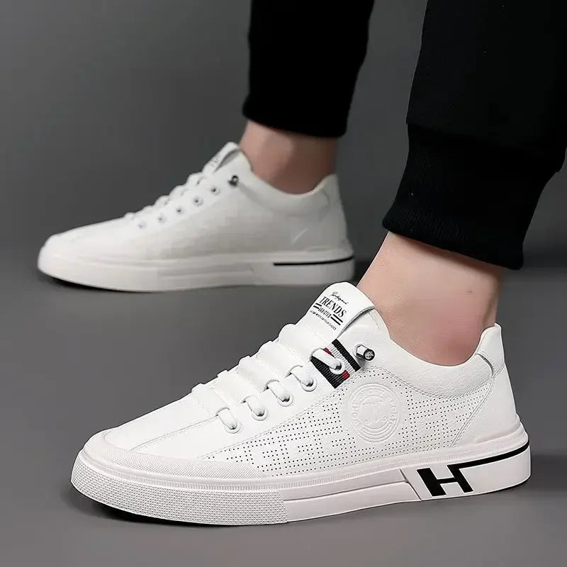 Designer Sneakers Trend Sports Shoes for Men White Breathable Slip on Men Casual Leather Shoes