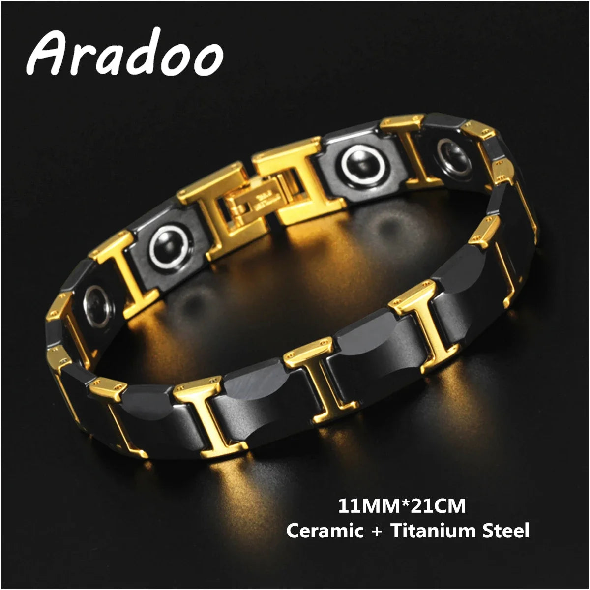 Ceramic Titanium Steel Bracelet Hematite Magnetic Stainless Steel Adjustable Bracelets - Hiron Store