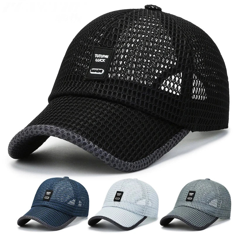 Summer Men's Outdoor Sun Hat Quick-Drying Breathable Mesh Cap Large Brim Duck Tongue Baseball Cap