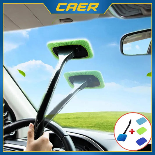 Car Window Cleaner Brush Kit Windshield Cleaning Wash Tool Inside Interior Auto Glass Wiper with Long Handle Car Accessories - Hiron Store
