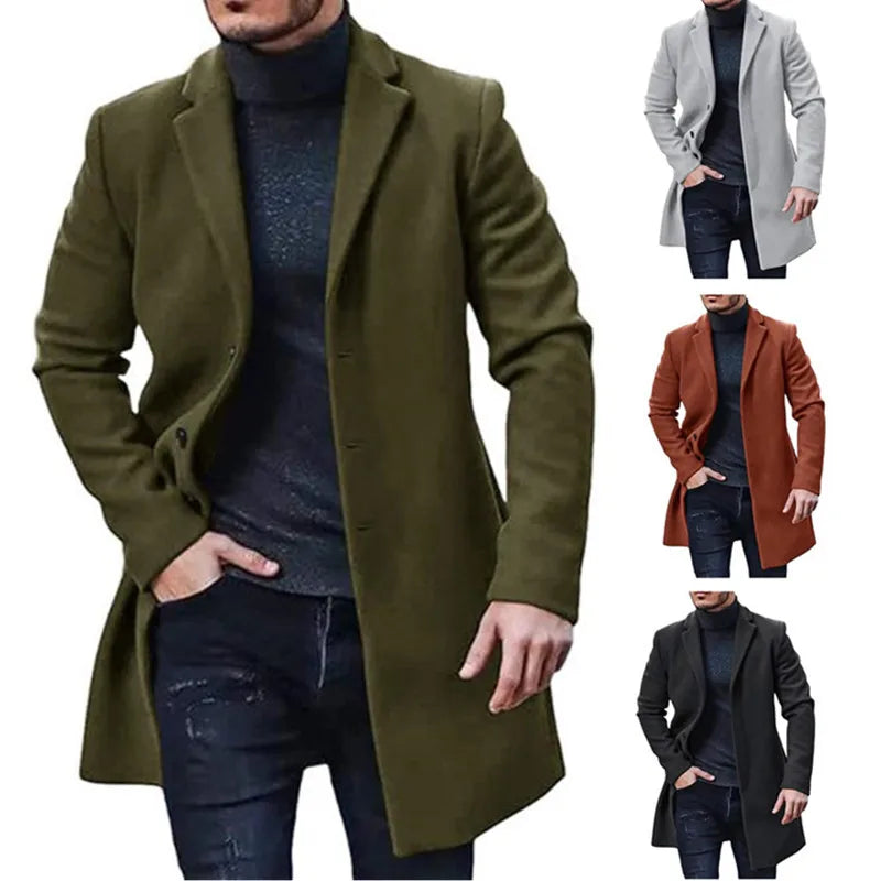 Male Streetwear Jackets Solid Colour Coats Wool Men's Jacket For Spring Winter