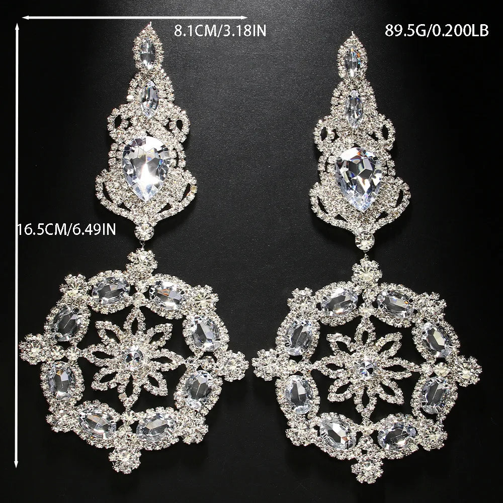 Flower Earrings Large Crystal Hanging Earring Wedding Jewellery