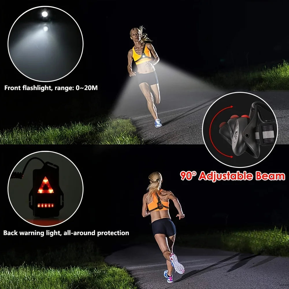 1pc Outdoor  Night Running USB Charging Lights LED Chest Lamp Back Warning Light for Camping Hiking Running Jogging Adventure