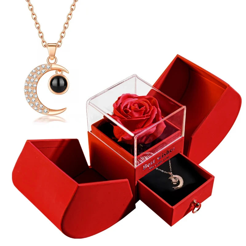 Jewellery Pendant Necklace Rose Gift Box Gifts for Girlfriend Women