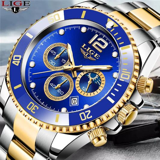 Luxury Men Watch Stainless Steel Quartz Wristwatches Waterproof Watch