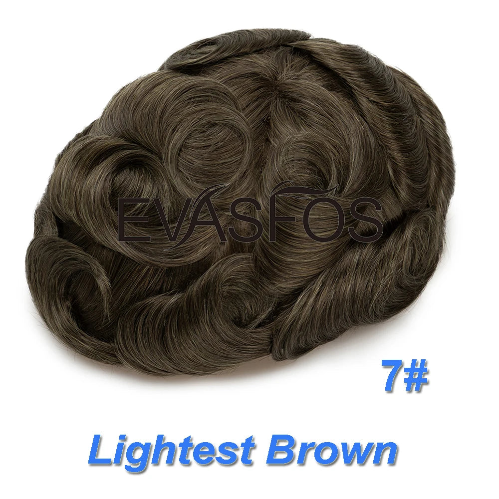 Natural Hairline Bleached Knots French Lace Front Men's Toupee, Poly Skin Hairpieces, Hair Replacement Systems, Various Color